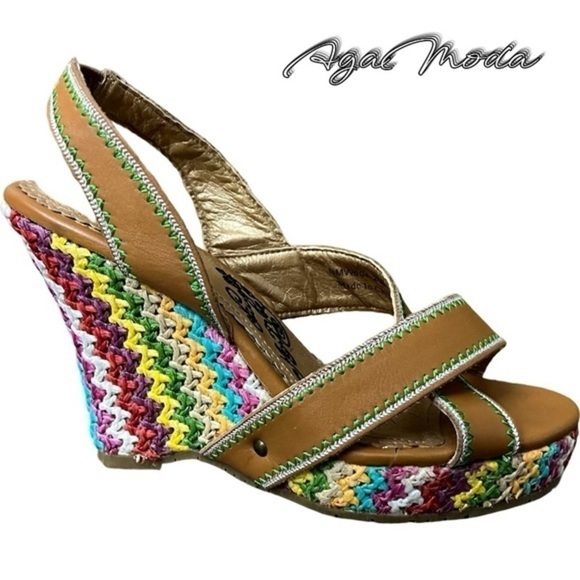 Naughty Monkey New Wedge Slingback Sandals with Colorful Outsole - Picture 1 of 13